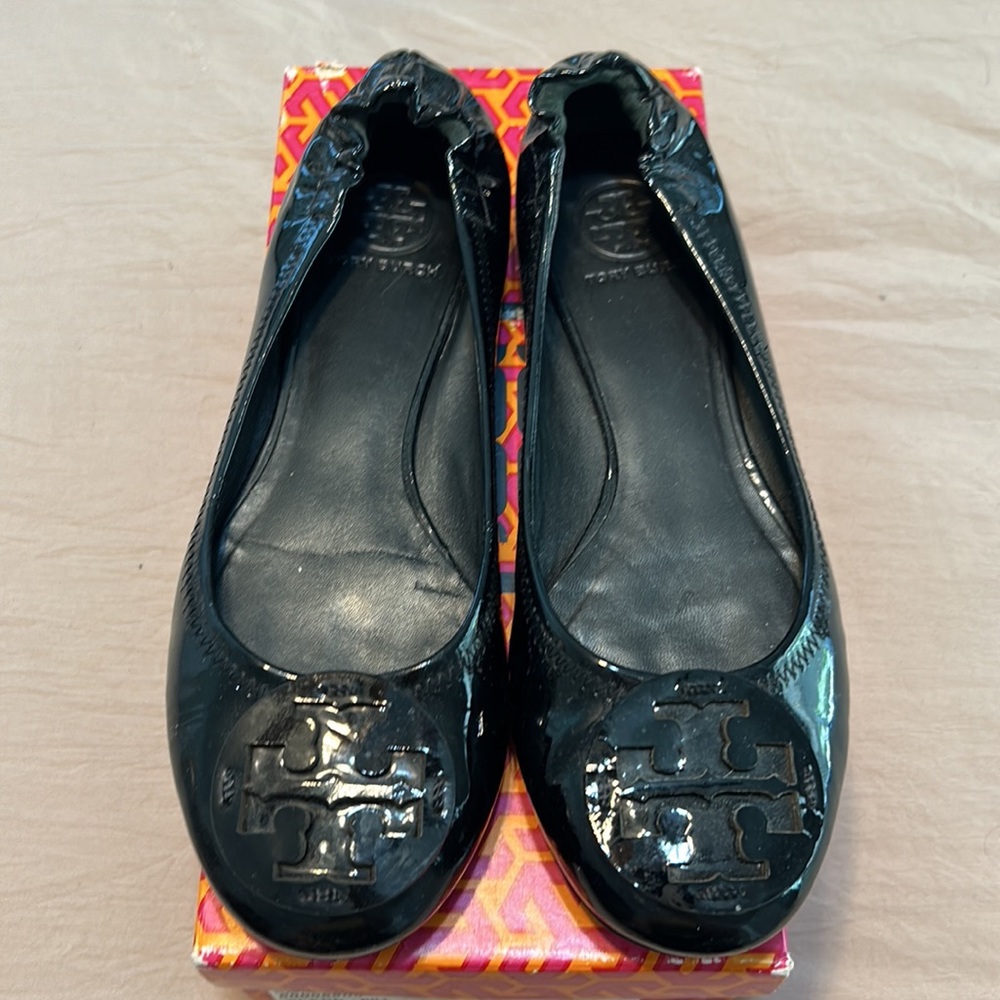 Tory Burch Black Patent Reva Flat